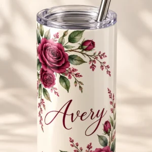 Rose Name 20 oz Skinny Tumbler — detail design mockup