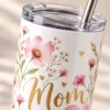 Wildflower Mom 20 oz Skinny Tumbler — detail design mockup