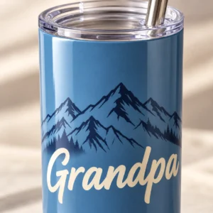 Grandpa Trail 20 oz Skinny Tumbler — detail design mockup