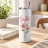 Bestie Blooms 20 oz Skinny Tumbler — lifestyle design mockup