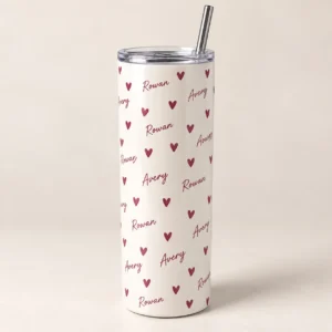 Together Hearts 20 oz Skinny Tumbler — main design mockup