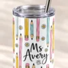 Teacher Pencil 20 oz Skinny Tumbler — detail design mockup
