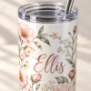 Birthday Petals 20 oz Skinny Tumbler — detail design mockup