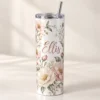 Birthday Petals 20 oz Skinny Tumbler — main design mockup