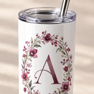 Bridal Initial 20 oz Skinny Tumbler — detail design mockup