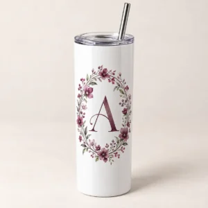 Bridal Initial 20 oz Skinny Tumbler — main design mockup