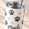 Pawprint Name 20 oz Skinny Tumbler — detail design mockup