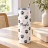 Pawprint Name 20 oz Skinny Tumbler — lifestyle design mockup