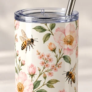 Bee Garden 20 oz Skinny Tumbler — detail design mockup