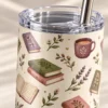 Bookish Morning 20 oz Skinny Tumbler — detail design mockup