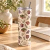 Bookish Morning 20 oz Skinny Tumbler — lifestyle design mockup