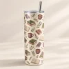 Bookish Morning 20 oz Skinny Tumbler — main design mockup