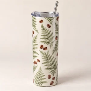 Coffee Fern 20 oz Skinny Tumbler — main design mockup