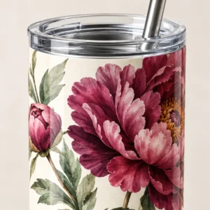 Garden Peony 20 oz Skinny Tumbler — detail design mockup
