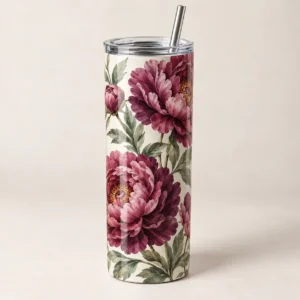 Garden Peony 20 oz Skinny Tumbler — main design mockup