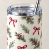 Holiday Ribbon 20 oz Skinny Tumbler — detail design mockup