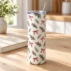 Holiday Ribbon 20 oz Skinny Tumbler — lifestyle design mockup
