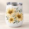 Golden Daisy 12 oz Wine Tumbler — main design mockup