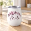 Bride Bloom 12 oz Wine Tumbler — lifestyle design mockup