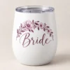 Bride Bloom 12 oz Wine Tumbler — main design mockup