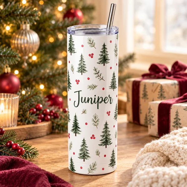 Winter Names 20 oz Skinny Tumbler — cat tile christmas tumblers design illustration