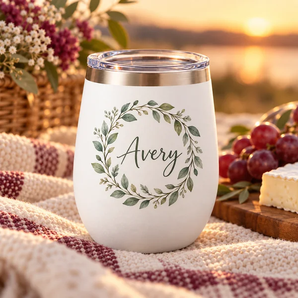 Evening Vine 12 oz Wine Tumbler — cat tile wine tumblers design illustration